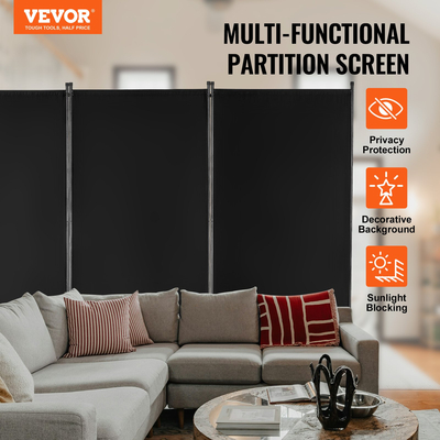 VEVOR Room Divider 3 Panels Fabric Room Privacy Screen for Office Υπνοδωμάτιο Μαύρο