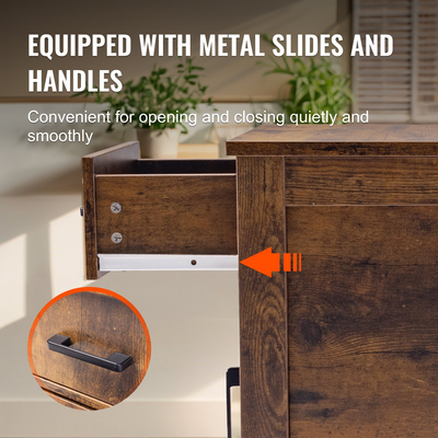 VEVOR Farmhouse End Table Night Stand με θύρες USB και πρίζες αποθήκευσης 3 επιπέδων