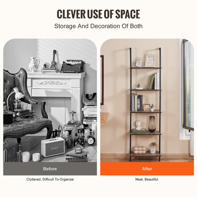 VEVOR Βιομηχανικό τετράγωνο ράφι 5 επιπέδων 17,3x11,8 ιντσών επιτοίχιας βάσης για υπνοδωμάτιο