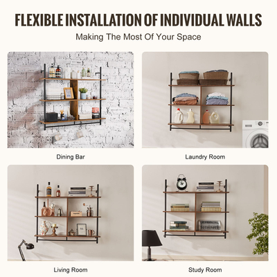 VEVOR Βιομηχανικό Ράφι Σωλήνων 3 Επιπέδων 41,5x9,84 ιντσών Επιτοίχια βάση για κρεβατοκάμαρα κουζίνας