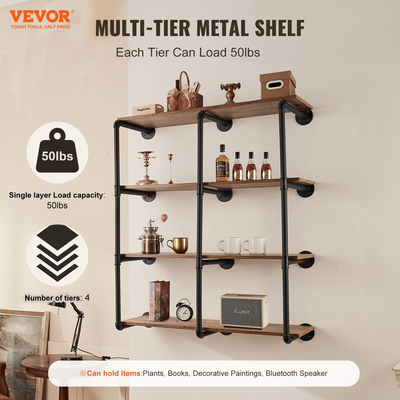 VEVOR Industrial Pipe Shelf 4 Tier 3PCS 11,8in W σανίδες τοίχου ΔΕΝ περιλαμβάνονται