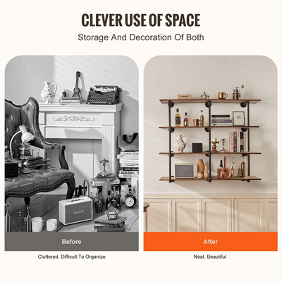 VEVOR Industrial Pipe Shelf 4 Tier 3PCS 11,8in W σανίδες τοίχου ΔΕΝ περιλαμβάνονται