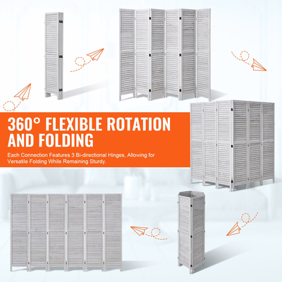 VEVOR Ξύλινο Διαχωριστικό Δωματίου Ξύλινη Οθόνη Προστασίας Προσωπικών Δεδομένων 6 Πάνελ Διαχωριστικό Δωματίου