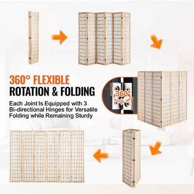 VEVOR Διαχωριστικό Δωματίου Ιαπωνικό Διαχωριστικό Τοίχου Οθόνη πάνελ 6 για Διαχωρισμό Δωματίων