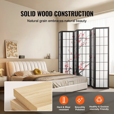 VEVOR Διαιρέτης Δωματίου Ιαπωνικό Διαχωριστικό Οθόνης Δωματίου 6 Πάνελ για Διαχωρισμό Δωματίων
