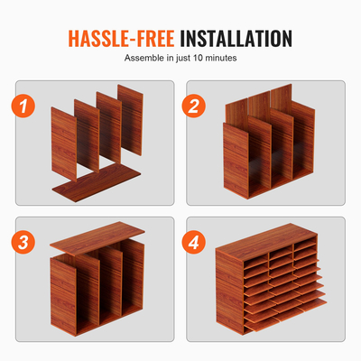 VEVOR Wood Literature Organizer File Sorter Βάση αποθήκευσης χαρτιού 27 υποδοχές Καφέ