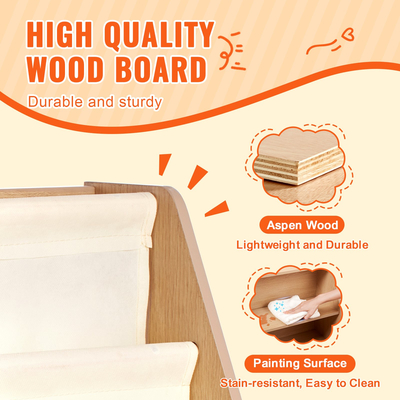 Παιδική Ξύλινη Βιβλιοθήκη VEVOR 4 επιπέδων, Βιβλιοθήκη με 6 στρώσεις, Βιβλιοθήκη για μωρά, Ντουλάπα οργάνωσης παιχνιδιών βιβλίων, παιδικό δωμάτιο, παιδότοπος, νηπιαγωγείο, νηπιαγωγείο