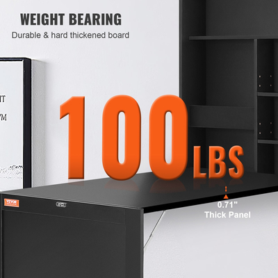 Επιτοίχιο Γραφείο VEVOR, Αναδιπλούμενο Μετατρέψιμο Γραφείο, Πτυσσόμενο Επιτοίχιο Τραπέζι πολλαπλών λειτουργιών με Μαυροπίνακα για Γραφείο στο σπίτι, Γραφείο υπολογιστή εξοικονόμησης χώρου με αποθηκευτικό χώρο