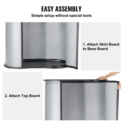 VEVOR Φορητό τραπέζι βάθρου εμπορικής έκθεσης, 35,43&quot; x 19,29&quot; x 37,01&quot;, Εκθεσιακός πάγκος έκθεσης περίπτερος με τοίχο, πτυσσόμενος πίνακας προώθησης λιανικής Μπαρ Μπαρ Pop Up Πάγκος Podium με τσάντα μεταφοράς