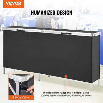 VEVOR Portable Tradeshow Podium Podium, 77,95&quot; x 15,16&quot; x 34,65&quot;, Εκθεσιακός πάγκος έκθεσης με τοίχο, πτυσσόμενος πίνακας κερκίδας προώθησης λιανικής με ράφι αποθήκευσης και τσάντα μεταφοράς