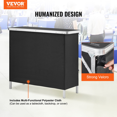 VEVOR Portable Tradeshow Podium Podium, 38,39&quot; x 15,16&quot; x 34,25&quot;, Εκθεσιακός πάγκος έκθεσης με τοίχο, πτυσσόμενος πίνακας προώθησης λιανικής μπαρ με ράφι αποθήκευσης και τσάντα μεταφοράς