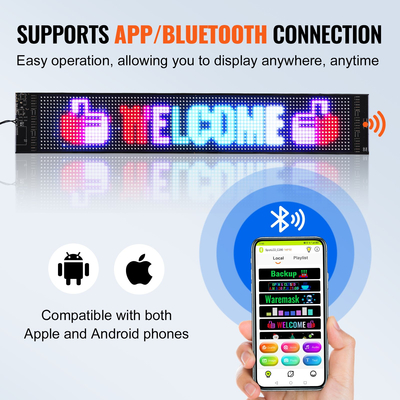 VEVOR 68x12cm Προγραμματιζόμενη πινακίδα LED Πίνακας οθόνης κύλισης P6 Full Color