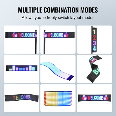 VEVOR 68x12cm Προγραμματιζόμενη πινακίδα LED Πίνακας οθόνης κύλισης P6 Full Color