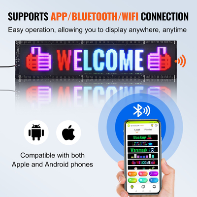 VEVOR 83,5x20cm Προγραμματιζόμενη πινακίδα LED Πίνακας οθόνης κύλισης P5 Full Color