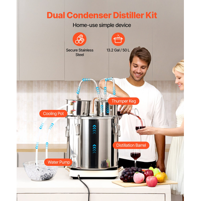 VEVOR Moonshine Still Water Alcohol Distiller 13,2 Gal με βαρέλι Thumper &amp; αντλία νερού