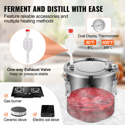 VEVOR Moonshine Still Water Alcohol Distiller 3Gal με αντλία νερού από ανοξείδωτο χάλυβα