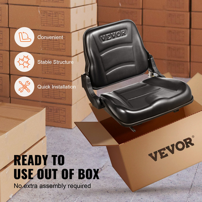 VEVOR Universal Forklift Seat, αναδιπλούμενο κάθισμα τρακτέρ με ρυθμιζόμενη γωνία πλάτη και μικροδιακόπτης, 6,3-13,4 ιντσών Άνετο κάθισμα περονοφόρου με εκτεταμένη υποδοχή για Tractor Loader Excavator