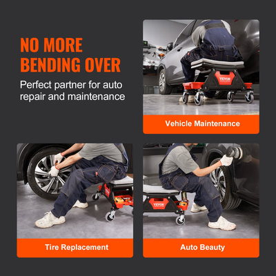 Σκαμπό VEVOR Mechanics, κυλιόμενο μηχανικό κάθισμα χωρητικότητας 300 LBS με τροχούς 4&quot; με τρεις δίσκους εργαλείων και συρτάρι, βαρέως τύπου αναρριχητικό κάθισμα για το σπίτι γκαράζ DIY Automotive