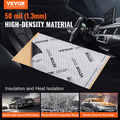 VEVOR Car Sound Deadening Mat, 50 mil 4,8sq.m Υλικό Ηχοαπόσβεσης Αυτοκινήτου, Βουτυλικό Υλικό Ηχοαπόσβεσης Αυτοκινήτων, Ηχομόνωση και Υλικό Απόσβεσης Δονήσεων για Αυτοκίνητο