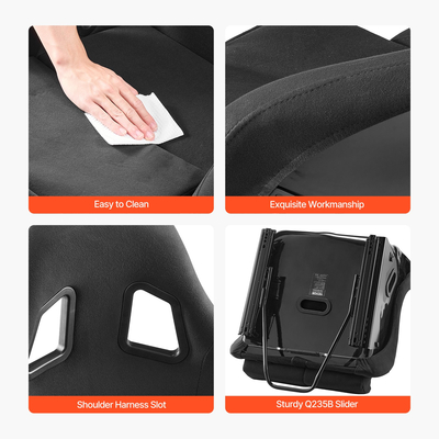 VEVOR 2 Σετ Racing Seat Ενσωματωμένη αγωνιστική καρέκλα με Velor Fabric &amp; Slider