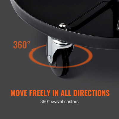 VEVOR Mechanic Stool, 250 LBS Rolling Pneumatic Creeper Garage/Κάθισμα καταστήματος, Ρυθμιζόμενο ύψος 22 σε-28 σε Επενδυμένο σκαμπό εργαστηρίου Rolling με δίσκο εργαλείων, για γκαράζ, κατάστημα, επισκευή αυτοκινήτων, μαύρο+πορτοκαλί