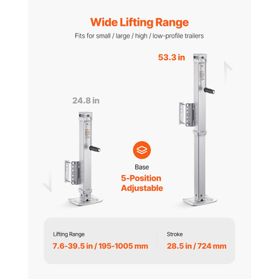 VEVOR Trailer Jack Bolt-on Trailer Tongue Jack 8000 lbs Static Load 28,5" Ταξίδι