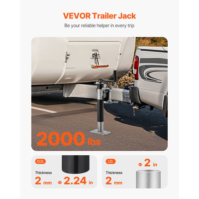 VEVOR Trailer Jack Bolt-on Trailer Tongue Jack 2000 lbs Dynamic Load 10" Travel