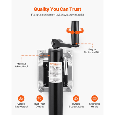 VEVOR Trailer Jack Bolt-on Trailer Tongue Jack 2000 lbs Dynamic Load 10" Travel