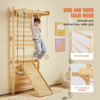 VEVOR Swedish Ladder Wall Gym 5 in 1 Ξύλινα παιχνίδια αναρρίχησης εσωτερικής παιδικής χαράς