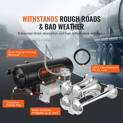 Κιτ κέρατων τρένου Κιτ κέρατων αέρα τρομπέτων 160 δεξαμενή αεροσυμπιεστών 2.6