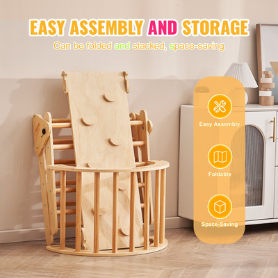 VEVOR Pikler Triangle Set 5in1 Montessori Climbing Toys for νήπια Μεγάλο ξύλο