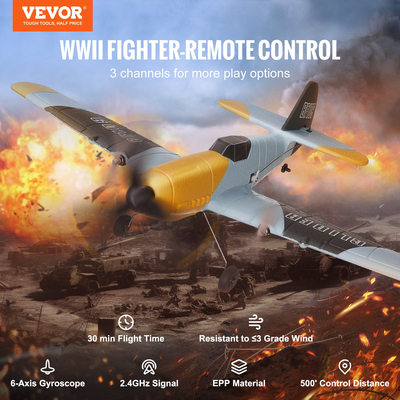 VEVOR RC Airplane WWII Fighter EPP Foam RC Plane Toy με τηλεχειριστήριο 2,4 GHz