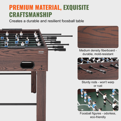 VEVOR Foosball Τραπέζι, 55 ιντσών Standard Size Τραπέζι Foosball, Εσωτερικό τραπέζι πλήρους μεγέθους για το σπίτι, την οικογένεια και την αίθουσα παιχνιδιών, ποδόσφαιρο με τραπέζι για ποδόσφαιρο, περιλαμβάνει 4 μπάλες και 2 ποτηροθήκες