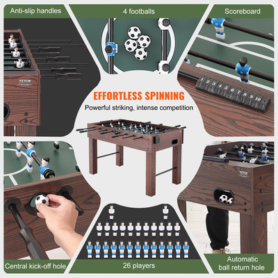 VEVOR Foosball Τραπέζι, 55 ιντσών Standard Size Τραπέζι Foosball, Εσωτερικό τραπέζι πλήρους μεγέθους για το σπίτι, την οικογένεια και την αίθουσα παιχνιδιών, ποδόσφαιρο με τραπέζι για ποδόσφαιρο, περιλαμβάνει 4 μπάλες και 2 ποτηροθήκες