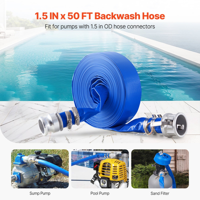 Πλήρες εξαρτήματα σωλήνων VEVOR Backwash 1,5 x 50 ποδών μπλε υψηλής ποιότητας