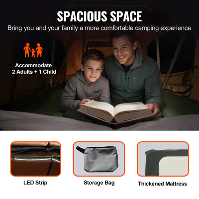 Αδιάβροχο σκληρό κέλυφος 2-3 ατόμων VEVOR για SUV φορτηγό Jeep με σκάλα