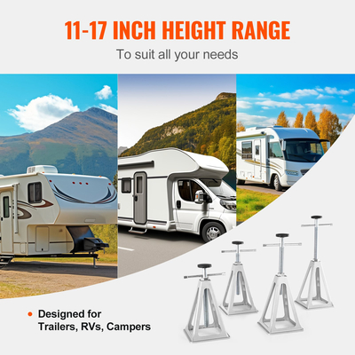 VEVOR RV Stabilizer Jacks, 4 Pack Aluminium RV Leveling Jacks, RV Stack Jacks for RV Travel Trailer Camper, Single Screw Jack Support έως 6000 Lbs, Ρυθμιζόμενο από 11 ίντσες έως 17 ίντσες