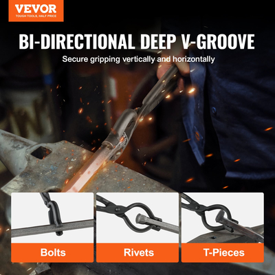 VEVOR Blacksmith Tongs, 18" V-Bit Bolt Tongs, Carbon Steel Forge Tongs με Α3 Ατσάλινα πριτσίνια, για μακριές, ακανόνιστες και σε σχήμα καρφιού σφυρηλάτηση, για αρχάριους και έμπειρους σιδηρουργούς και λεπίδες