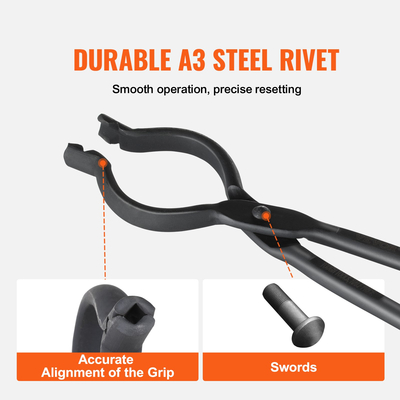 VEVOR Blacksmith Tongs, 18" V-Bit Bolt Tongs, Carbon Steel Forge Tongs με Α3 Ατσάλινα πριτσίνια, για μακριές, ακανόνιστες και σε σχήμα καρφιού σφυρηλάτηση, για αρχάριους και έμπειρους σιδηρουργούς και λεπίδες