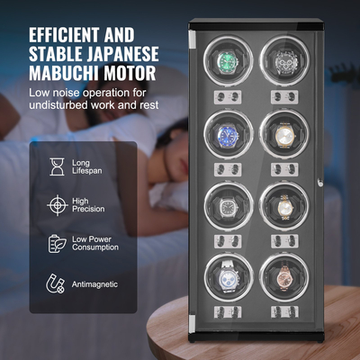 Περιέλιξη ρολογιού VEVOR για 8 αυτόματα ρολόγια με 8 αθόρυβα ιαπωνικά μοτέρ Mabuchi