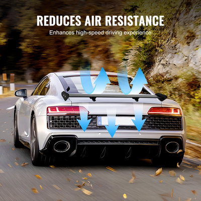 Αεροτομή αυτοκινήτου VEVOR GT, Universal αεροτομή 43,3 ιντσών με μονό κατάστρωμα, ρυθμιζόμενο ελαφρύ αλουμίνιο, φτερό πίσω αεροτομή αυτοκινήτου, αγωνιστική αεροτομή BGW/JDM Drift Black