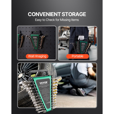 Σετ κλειδιών VEVOR Combination 24 ΤΕΜ SAE 1/4&quot; - 7/8&quot; Metric 8-19mm Organizer Rack