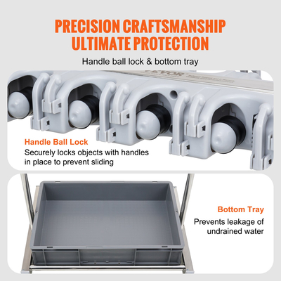 Οργανωτής εργαλείων κήπου VEVOR, 10 αυλακώσεις με γάντζους, ράφι πύργου εργαλείων αυλής με ρόδες για οργάνωση και αποθήκευση γκαράζ, μακρυά λαβή εργαλείο / τσουγκράνα / σκούπα, μεταλλική βάση εργαλείων για υπόστεγο, εξωτερικός χώρος