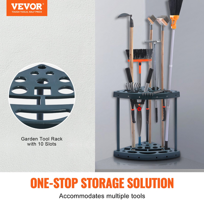 Οργανωτής εργαλείων κήπου VEVOR, 19 αυλακώσεις, ράφι πύργων εργαλείων αυλής για οργάνωση και αποθήκευση γκαράζ, θήκη με μακριά λαβή εργαλείο/τσούγκλα/σκούπα/φτυάρι, PP Garden βάση στήριξης εργαλείων κήπου για αυλή, υπόστεγο, εξωτερικό χώρο