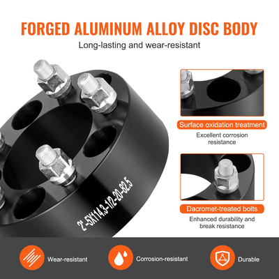 VEVOR 2&quot; 5&quot;x4.5&quot; Αποστάτες τροχού Αντάπτορες τροχών 5 ωτίδων σφυρήλατο Spacer 4 ΤΕΜ Μαύρο