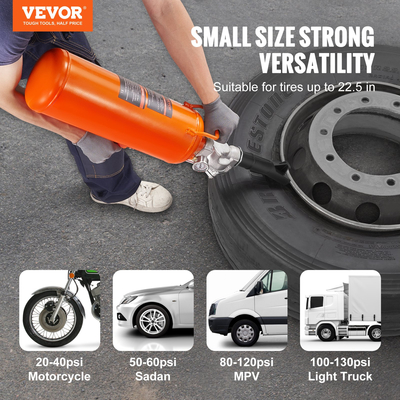VEVOR Tire Bead Setter, χωρητικότητα 8L, Air Bead Blaster 120 PSI, φορητή και φορητή συσκευή φουσκώματος, 85-116 PSI για φορτηγά, τρακτέρ, ATV και αυτοκίνητα