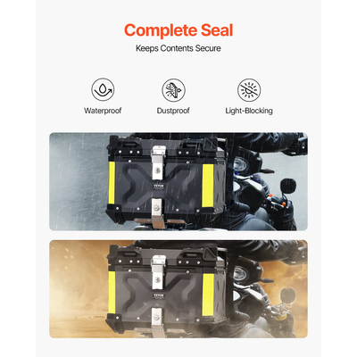 VEVOR 55L Top Case Μοτοσικλέτας Universal Tail Box μοτοσυκλέτας με δερμάτινη επένδυση