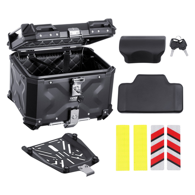 VEVOR 55L Top Case Μοτοσικλέτας Universal Tail Box μοτοσυκλέτας με δερμάτινη επένδυση
