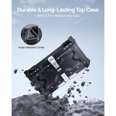 VEVOR 65L Top Case Μοτοσικλέτας Universal Tail Box μοτοσυκλέτας με δερμάτινη επένδυση