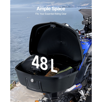 VEVOR 48L Top Case Μοτοσικλέτας Universal Ουρά μοτοσικλέτας με Ανακλαστικό Πάνελ